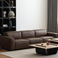 27.55" High Cushions Sofa Faux Genuine Leather Square Arm Sofa