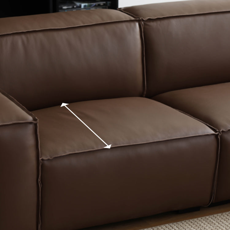 27.55" High Cushions Sofa Faux Genuine Leather Square Arm Sofa