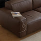 27.55" High Cushions Sofa Faux Genuine Leather Square Arm Sofa