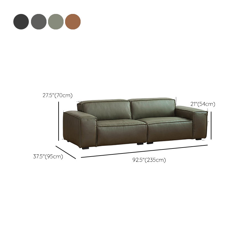 27.55" High Cushions Sofa Faux Genuine Leather Square Arm Sofa