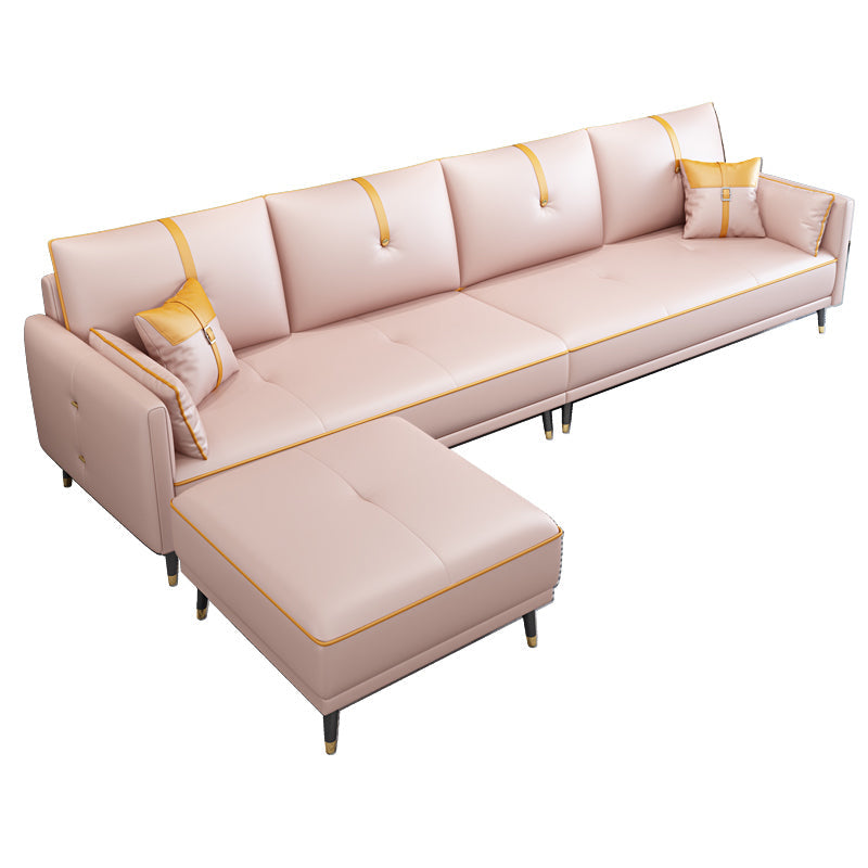 Canapé en cuir fausse 35,43 "High Modern Square ARM SOFA avec 4 oreillers