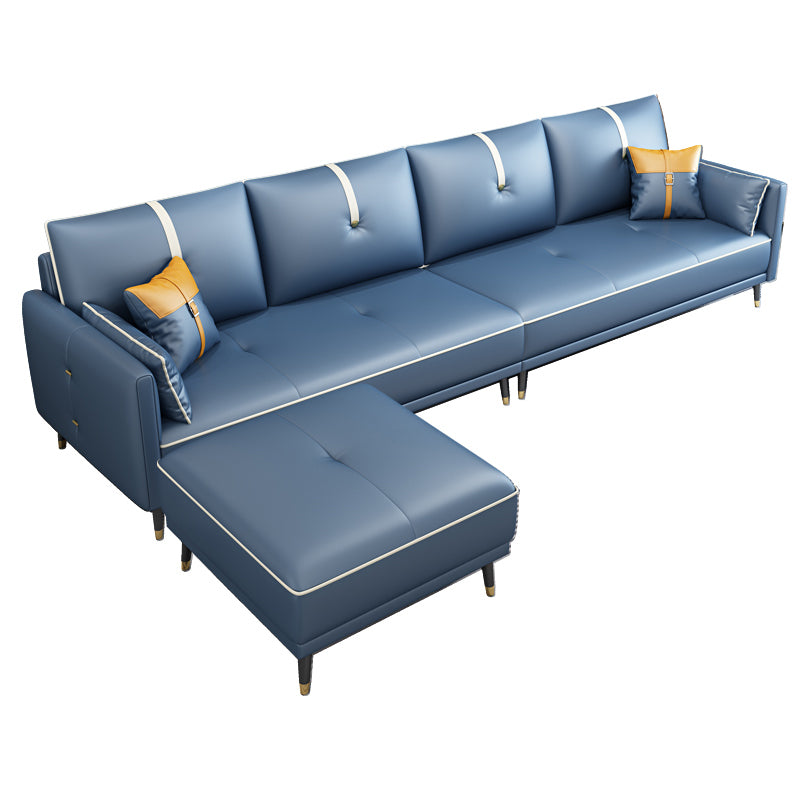 Canapé en cuir fausse 35,43 "High Modern Square ARM SOFA avec 4 oreillers