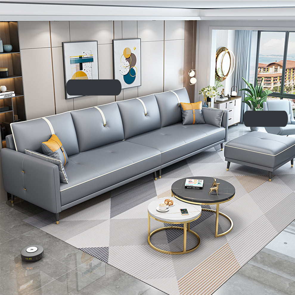 Canapé en cuir fausse 35,43 "High Modern Square ARM SOFA avec 4 oreillers