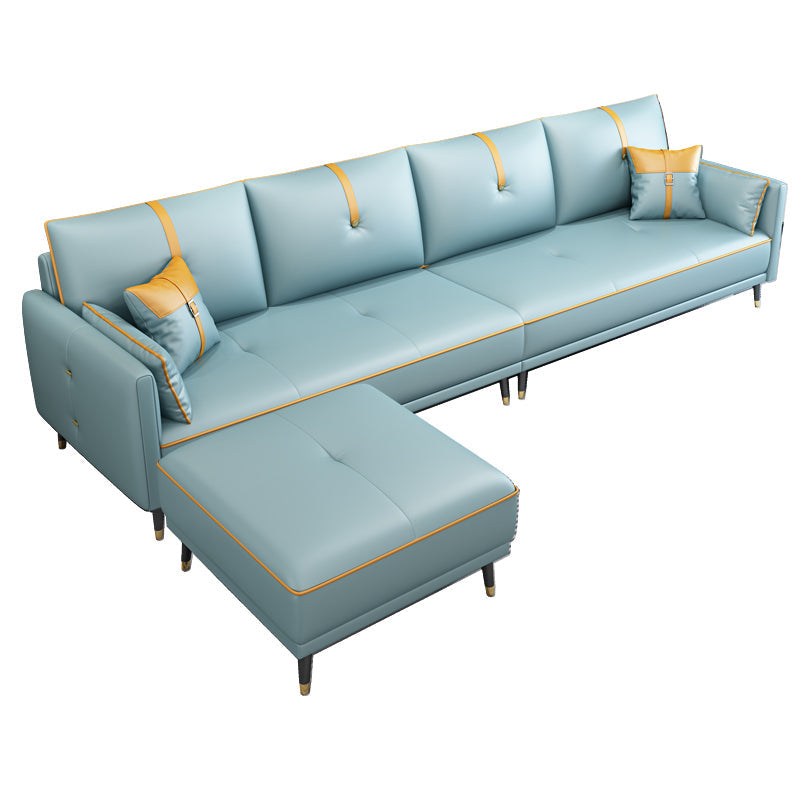 Canapé en cuir fausse 35,43 "High Modern Square ARM SOFA avec 4 oreillers