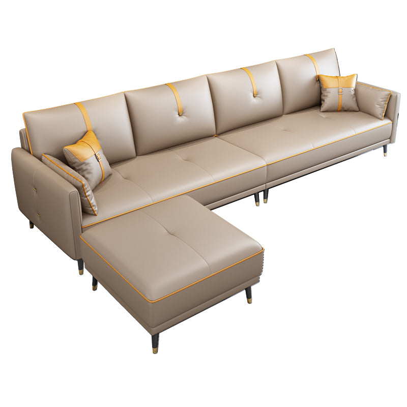 Canapé en cuir fausse 35,43 "High Modern Square ARM SOFA avec 4 oreillers
