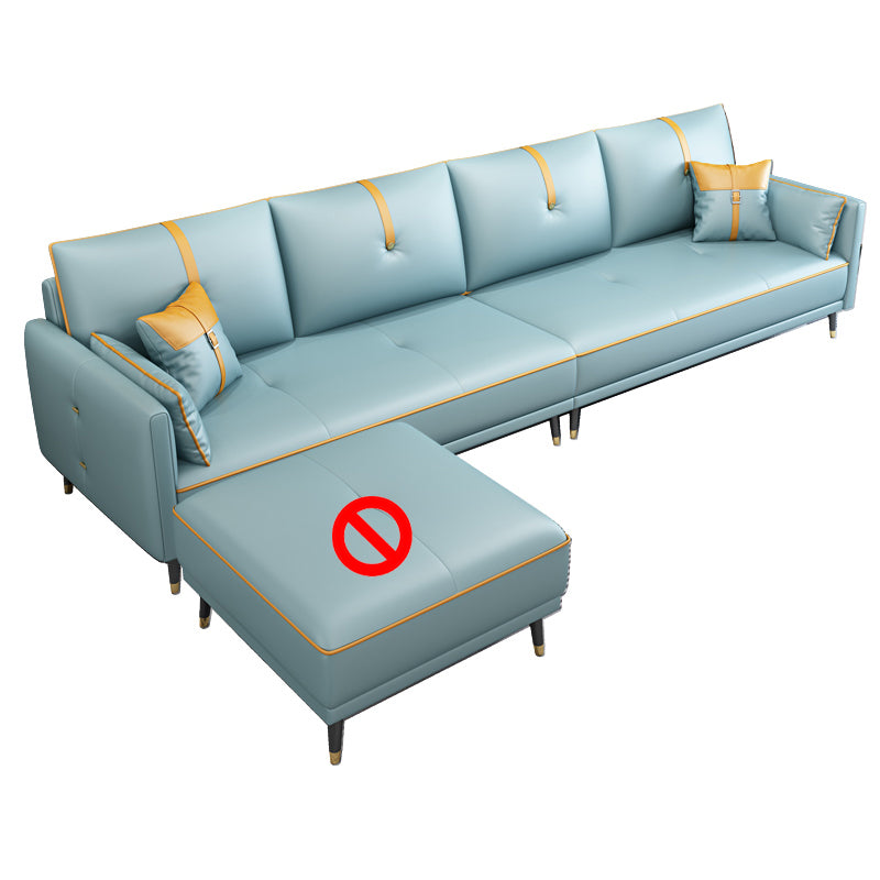Canapé en cuir fausse 35,43 "High Modern Square ARM SOFA avec 4 oreillers