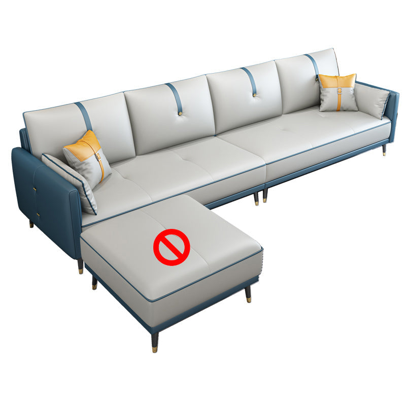 Canapé en cuir fausse 35,43 "High Modern Square ARM SOFA avec 4 oreillers