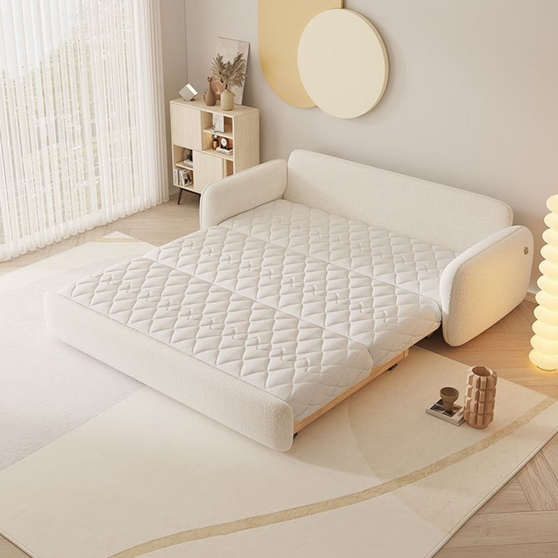 Divano per dormiente futon in lana bianca glam con deposito in legno massiccio