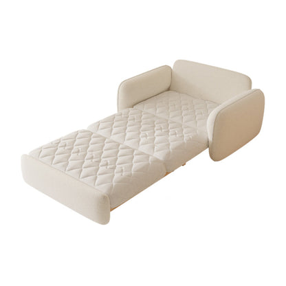 Divano per dormiente futon in lana bianca glam con deposito in legno massiccio