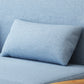 Blue Linen Blend Futon Sleeper Sofa with 2 Pillows and Pillow Back