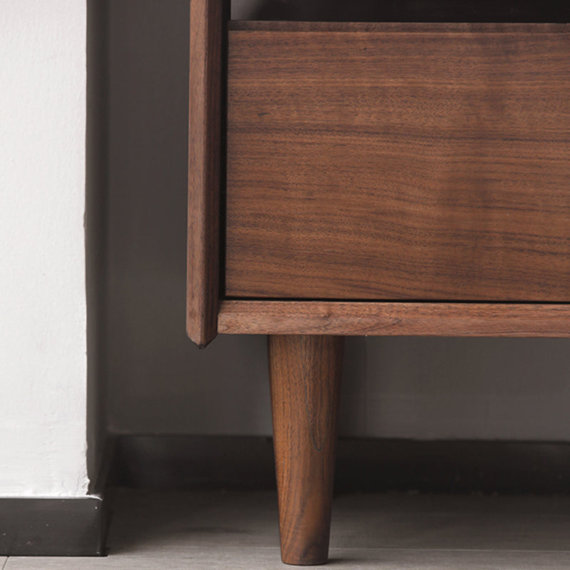 Mid-Century Modern Side Cabinet Solid Wood Glass Paned Accent Cabinet Clearhalo 'Cabinets & Chests' 'cabinets_chests' 'furn' 'furn_cabinets_chests' 'Furniture' 'Living Room Furniture' 7445652