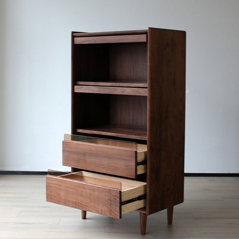 Mid-Century Modern Side Cabinet Solid Wood Glass Paned Accent Cabinet Clearhalo 'Cabinets & Chests' 'cabinets_chests' 'furn' 'furn_cabinets_chests' 'Furniture' 'Living Room Furniture' 7445653