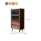 Mid-Century Modern Side Cabinet Solid Wood Glass Paned Accent Cabinet Clearhalo 'Cabinets & Chests' 'cabinets_chests' 'furn' 'furn_cabinets_chests' 'Furniture' 'Living Room Furniture' 7445654