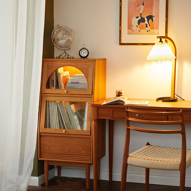 Solid Wood Cabinet Natural Glass Paned Accent Cabinet with Doors Clearhalo 'Cabinets & Chests' 'cabinets_chests' 'furn' 'furn_cabinets_chests' 'Furniture' 'Living Room Furniture' 7445669