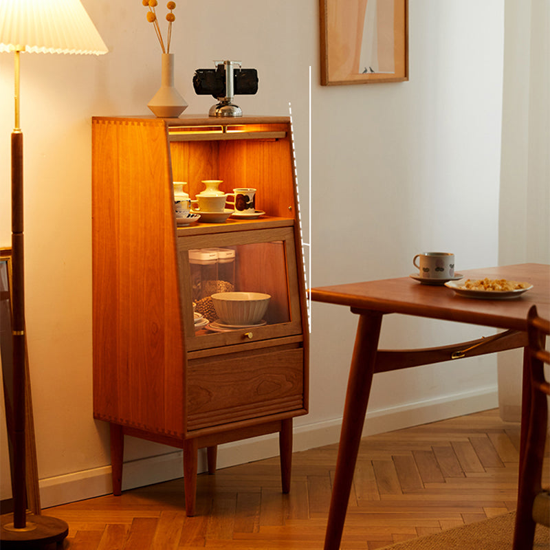 Solid Wood Cabinet Natural Glass Paned Accent Cabinet with Doors Clearhalo 'Cabinets & Chests' 'cabinets_chests' 'furn' 'furn_cabinets_chests' 'Furniture' 'Living Room Furniture' 7445670