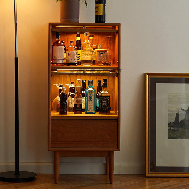 Solid Wood Cabinet Natural Glass Paned Accent Cabinet with Doors Clearhalo 'Cabinets & Chests' 'cabinets_chests' 'furn' 'furn_cabinets_chests' 'Furniture' 'Living Room Furniture' 7445671