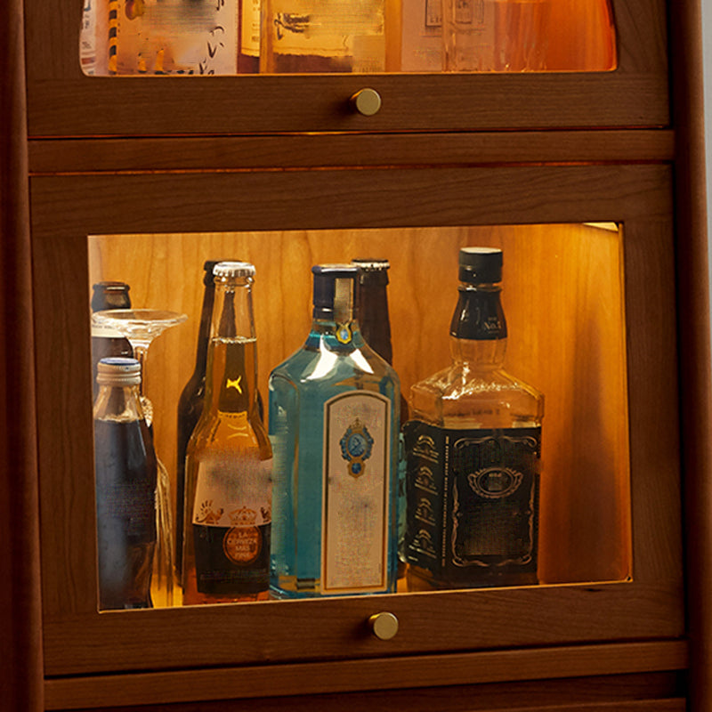 Solid Wood Cabinet Natural Glass Paned Accent Cabinet with Doors Clearhalo 'Cabinets & Chests' 'cabinets_chests' 'furn' 'furn_cabinets_chests' 'Furniture' 'Living Room Furniture' 7445674