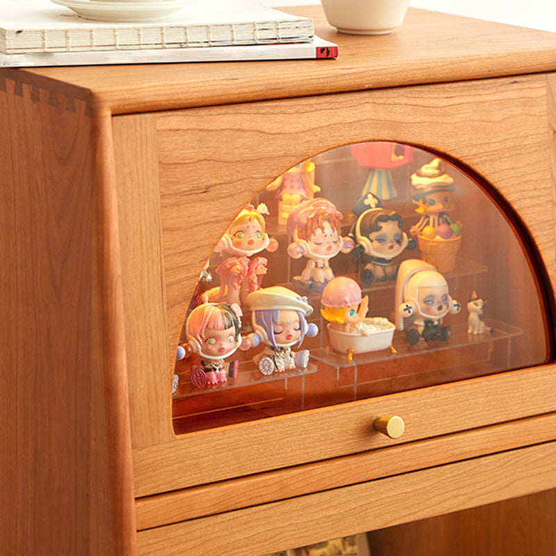 Solid Wood Cabinet Natural Glass Paned Accent Cabinet with Doors Clearhalo 'Cabinets & Chests' 'cabinets_chests' 'furn' 'furn_cabinets_chests' 'Furniture' 'Living Room Furniture' 7445675