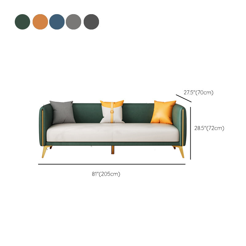 Glam Style 27.55" Wide Faux Leather 3 Seater Tuxedo Arm Sofa with Pillows