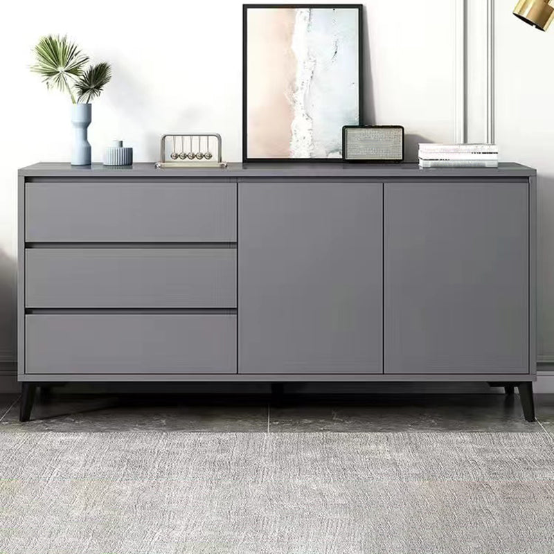 Stain Resistant Storage Cabinet Wood Side Cabinet with Drawer 55"L x 16"W x 30"H Grey Black Clearhalo 'Cabinets & Chests' 'cabinets_chests' 'furn' 'furn_cabinets_chests' 'Furniture' 'Living Room Furniture' 7445750