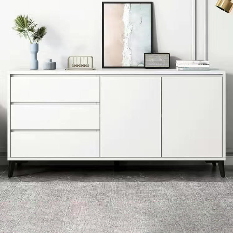 Stain Resistant Storage Cabinet Wood Side Cabinet with Drawer 55"L x 16"W x 30"H White Black Clearhalo 'Cabinets & Chests' 'cabinets_chests' 'furn' 'furn_cabinets_chests' 'Furniture' 'Living Room Furniture' 7445751