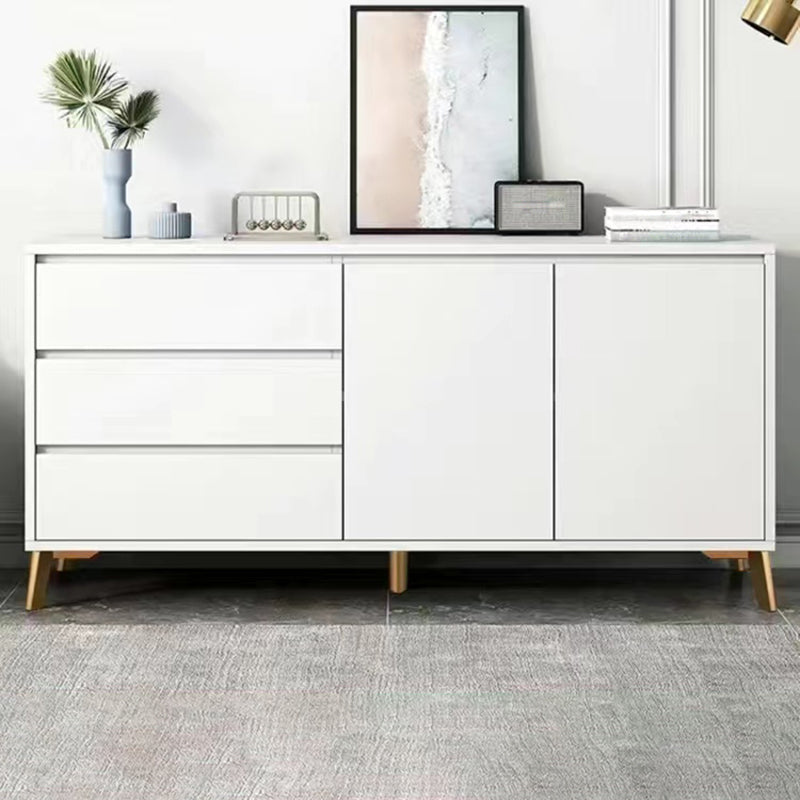 Stain Resistant Storage Cabinet Wood Side Cabinet with Drawer 55"L x 16"W x 30"H White Gold Clearhalo 'Cabinets & Chests' 'cabinets_chests' 'furn' 'furn_cabinets_chests' 'Furniture' 'Living Room Furniture' 7445752