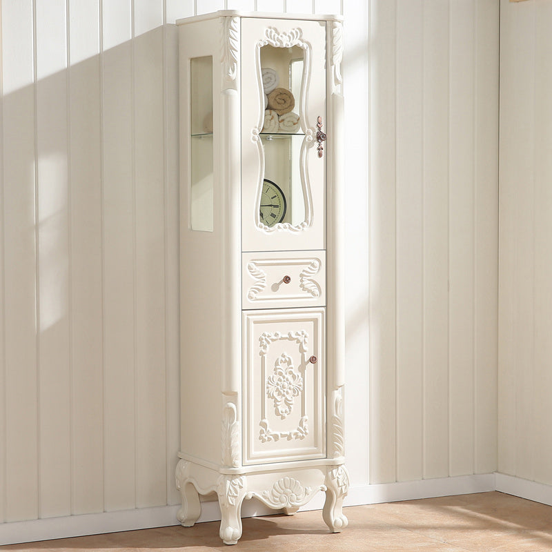 Modern Standard Accent Cabinet White Solid Wood Cabinet with Doors 16"L x 14"W x 59"H Clearhalo 'Cabinets & Chests' 'cabinets_chests' 'furn' 'furn_cabinets_chests' 'Furniture' 'Living Room Furniture' 7445762