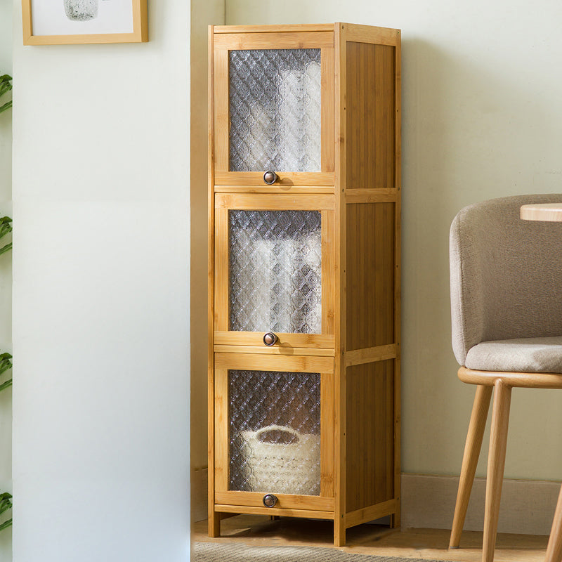 Wood Standard Cabinet Glass Door Contemporary Accent Cabinet with Doors 12"L x 12"W x 41"H Natural Clearhalo 'Cabinets & Chests' 'cabinets_chests' 'furn' 'furn_cabinets_chests' 'Furniture' 'Living Room Furniture' 7445796