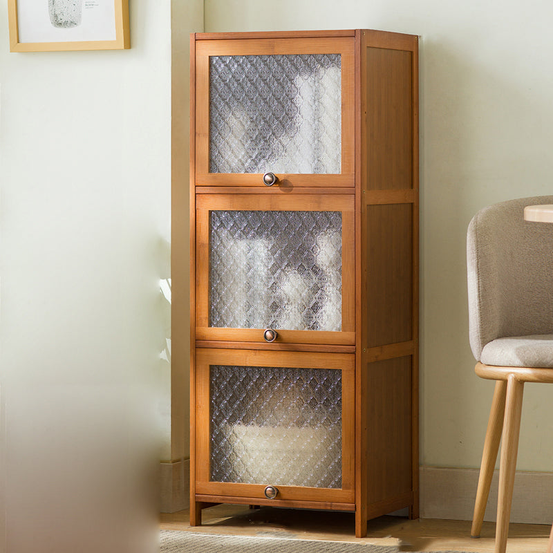 Wood Standard Cabinet Glass Door Contemporary Accent Cabinet with Doors 16"L x 12"W x 41"H Tan Clearhalo 'Cabinets & Chests' 'cabinets_chests' 'furn' 'furn_cabinets_chests' 'Furniture' 'Living Room Furniture' 7445805