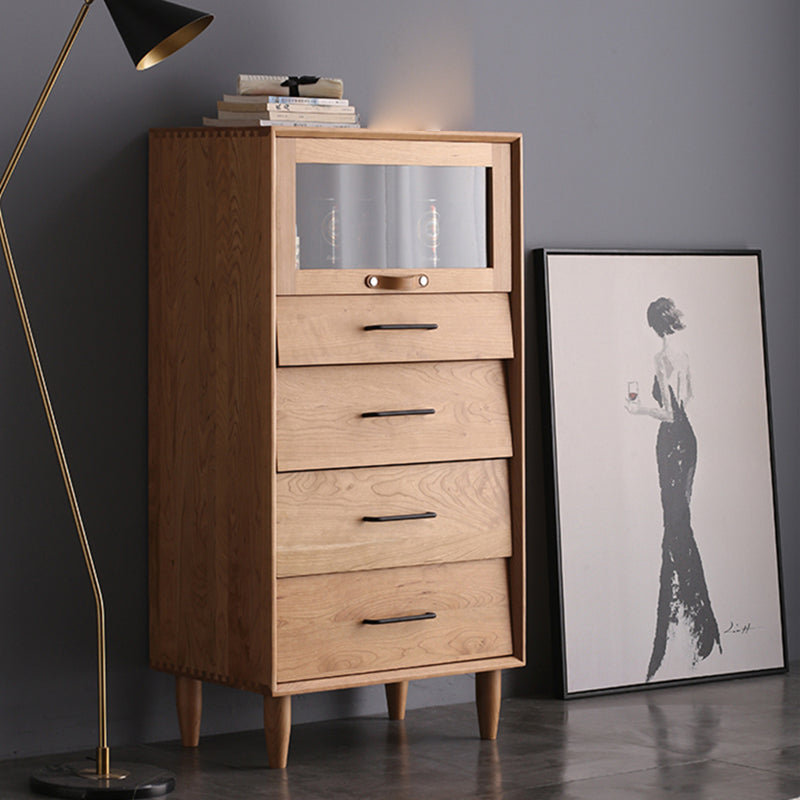 Contemporary Natural Cabinet Solid Wood 4 - Drawer Accent Cabinet Clearhalo 'Cabinets & Chests' 'cabinets_chests' 'furn' 'furn_cabinets_chests' 'Furniture' 'Living Room Furniture' 7445824