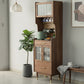 Solid Wood Accent Cabinet Modern Glass Paned Cabinet with Doors Nut-Brown Clearhalo 'Cabinets & Chests' 'cabinets_chests' 'furn' 'furn_cabinets_chests' 'Furniture' 'Living Room Furniture' 7445849