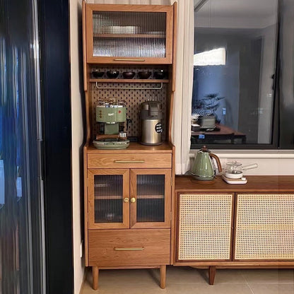 Solid Wood Accent Cabinet Modern Glass Paned Cabinet with Doors Cherry Clearhalo 'Cabinets & Chests' 'cabinets_chests' 'furn' 'furn_cabinets_chests' 'Furniture' 'Living Room Furniture' 7445850