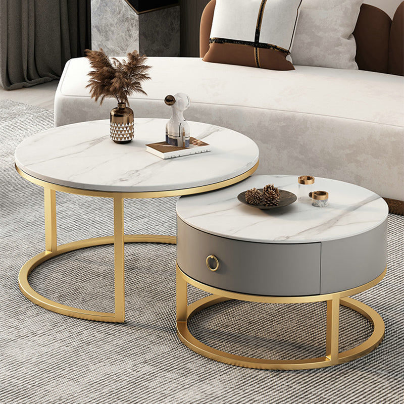 Slate Top Coffee Cocktail Table Frame Coffee or End Table with Drawe Clearhalo 'Coffee & Accent Tables' 'Coffee Tables' 'coffee_tables' 'furn' 'furn_coffee_tables' 'Furniture' 'Living Room Furniture' 7445864