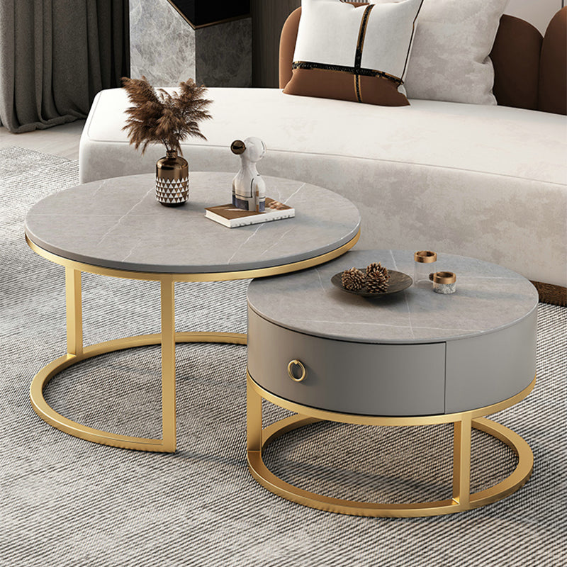 Slate Top Coffee Cocktail Table Frame Coffee or End Table with Drawe Clearhalo 'Coffee & Accent Tables' 'Coffee Tables' 'coffee_tables' 'furn' 'furn_coffee_tables' 'Furniture' 'Living Room Furniture' 7445865