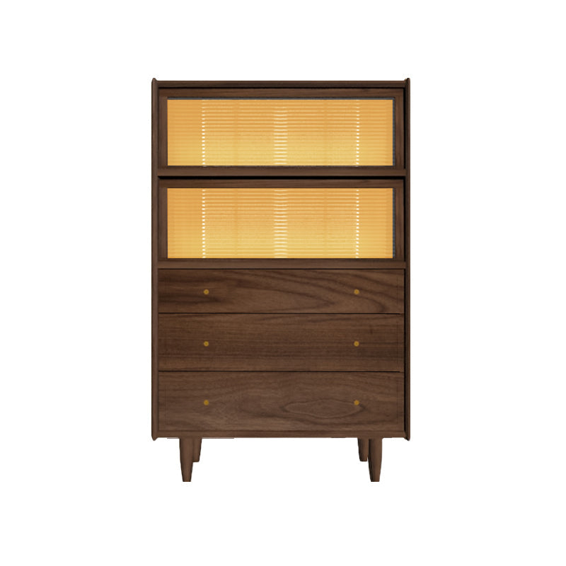 Modern Side Cabinet Solid Wood 49.6" Tall Side Cabinet with Glass Top Black Pine Lights Included Clearhalo 'Cabinets & Chests' 'cabinets_chests' 'furn' 'furn_cabinets_chests' 'Furniture' 'Living Room Furniture' 7445875