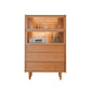 Modern Side Cabinet Solid Wood 49.6" Tall Side Cabinet with Glass Top Natural Lights Included Clearhalo 'Cabinets & Chests' 'cabinets_chests' 'furn' 'furn_cabinets_chests' 'Furniture' 'Living Room Furniture' 7445876