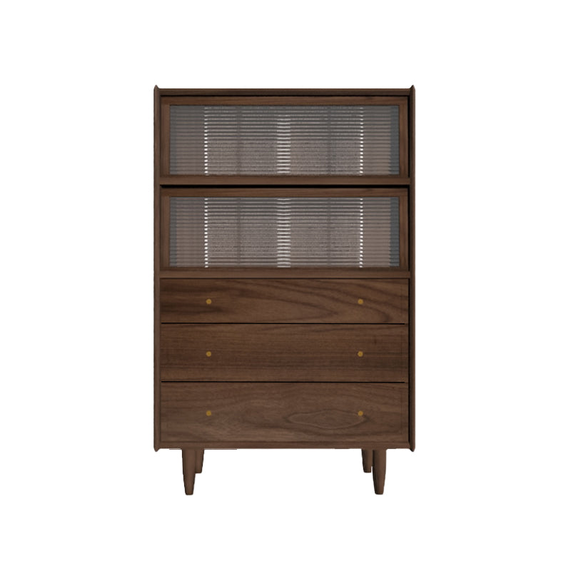Modern Side Cabinet Solid Wood 49.6" Tall Side Cabinet with Glass Top Black Pine Lights Not Included Clearhalo 'Cabinets & Chests' 'cabinets_chests' 'furn' 'furn_cabinets_chests' 'Furniture' 'Living Room Furniture' 7445878