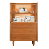 Modern Side Cabinet Solid Wood 49.6" Tall Side Cabinet with Glass Top Clearhalo 'Cabinets & Chests' 'cabinets_chests' 'furn' 'furn_cabinets_chests' 'Furniture' 'Living Room Furniture' 7445882