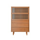 Modern Side Cabinet Solid Wood 49.6" Tall Side Cabinet with Glass Top Clearhalo 'Cabinets & Chests' 'cabinets_chests' 'furn' 'furn_cabinets_chests' 'Furniture' 'Living Room Furniture' 7445887