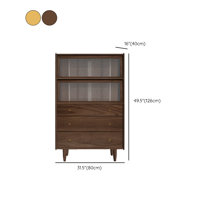 Modern Side Cabinet Solid Wood 49.6" Tall Side Cabinet with Glass Top Clearhalo 'Cabinets & Chests' 'cabinets_chests' 'furn' 'furn_cabinets_chests' 'Furniture' 'Living Room Furniture' 7445889