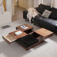 11"H Contemporary Cocktail Table Wooden Square Storage Coffee Table
