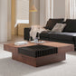 11"H Contemporary Cocktail Table Wooden Square Storage Coffee Table