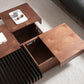 11"H Contemporary Cocktail Table Wooden Square Storage Coffee Table