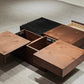 11"H Contemporary Cocktail Table Wooden Square Storage Coffee Table