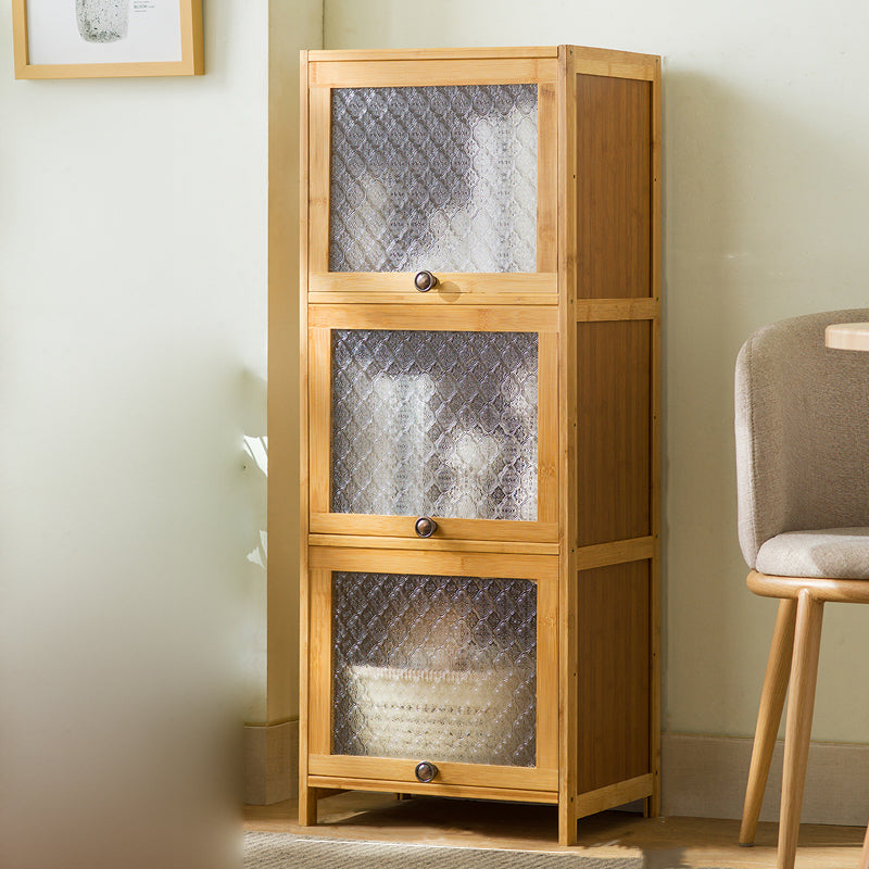 Glass Door Cabinet Scratch Resistant Accent Cabinet with Doors 16"L x 12"W x 41"H Natural Clearhalo 'Cabinets & Chests' 'cabinets_chests' 'furn' 'furn_cabinets_chests' 'Furniture' 'Living Room Furniture' 7445935