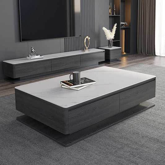 Mesa de piedra de cóctel contemporánea de 15 "H Mesa de café rectángulo