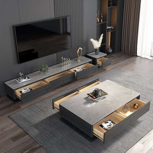 Mesa de piedra de cóctel contemporánea de 15 "H Mesa de café rectángulo