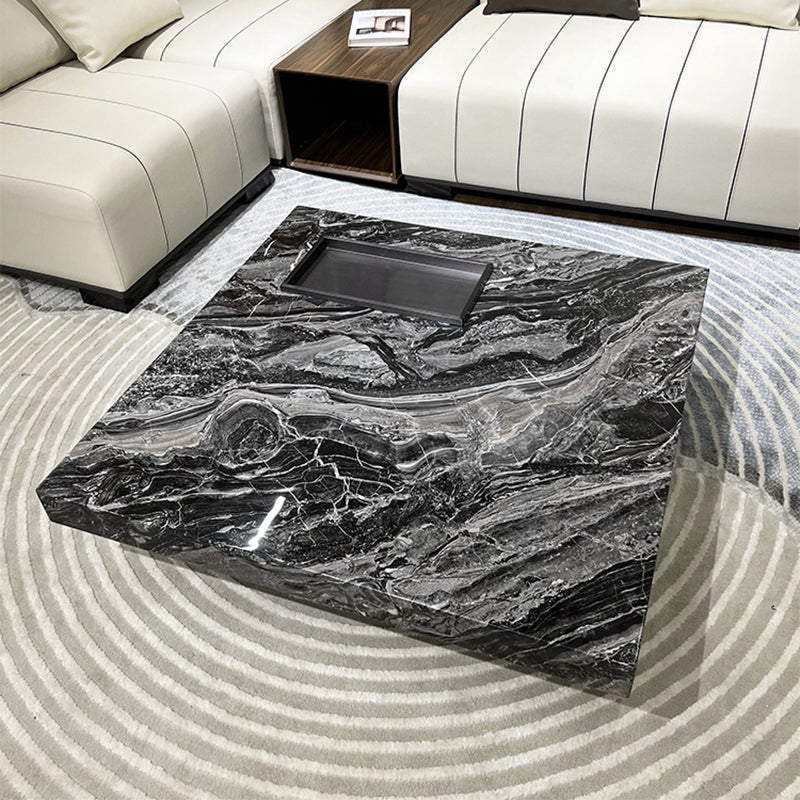 11"H Contemporary Cocktail Table Stone Square Coffee Cocktail Table Clearhalo 'Coffee & Accent Tables' 'Coffee Tables' 'coffee_tables' 'furn' 'furn_coffee_tables' 'Furniture' 'Living Room Furniture' 7446010