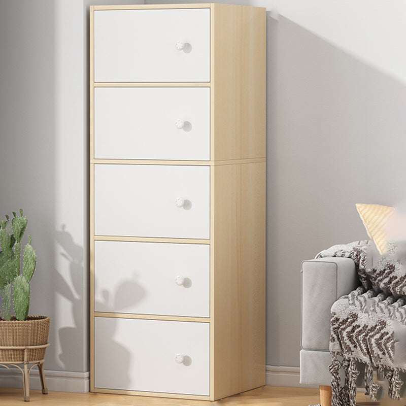 Modern Accent Cabinet Standard No Distressing Wood Cabinet with Doors 16"L x 12"W x 50"H Natural Wood White Clearhalo 'Cabinets & Chests' 'cabinets_chests' 'furn' 'furn_cabinets_chests' 'Furniture' 'Living Room Furniture' 7446056