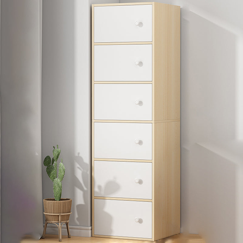 Modern Accent Cabinet Standard No Distressing Wood Cabinet with Doors 16"L x 12"W x 60"H Natural Wood White Clearhalo 'Cabinets & Chests' 'cabinets_chests' 'furn' 'furn_cabinets_chests' 'Furniture' 'Living Room Furniture' 7446062